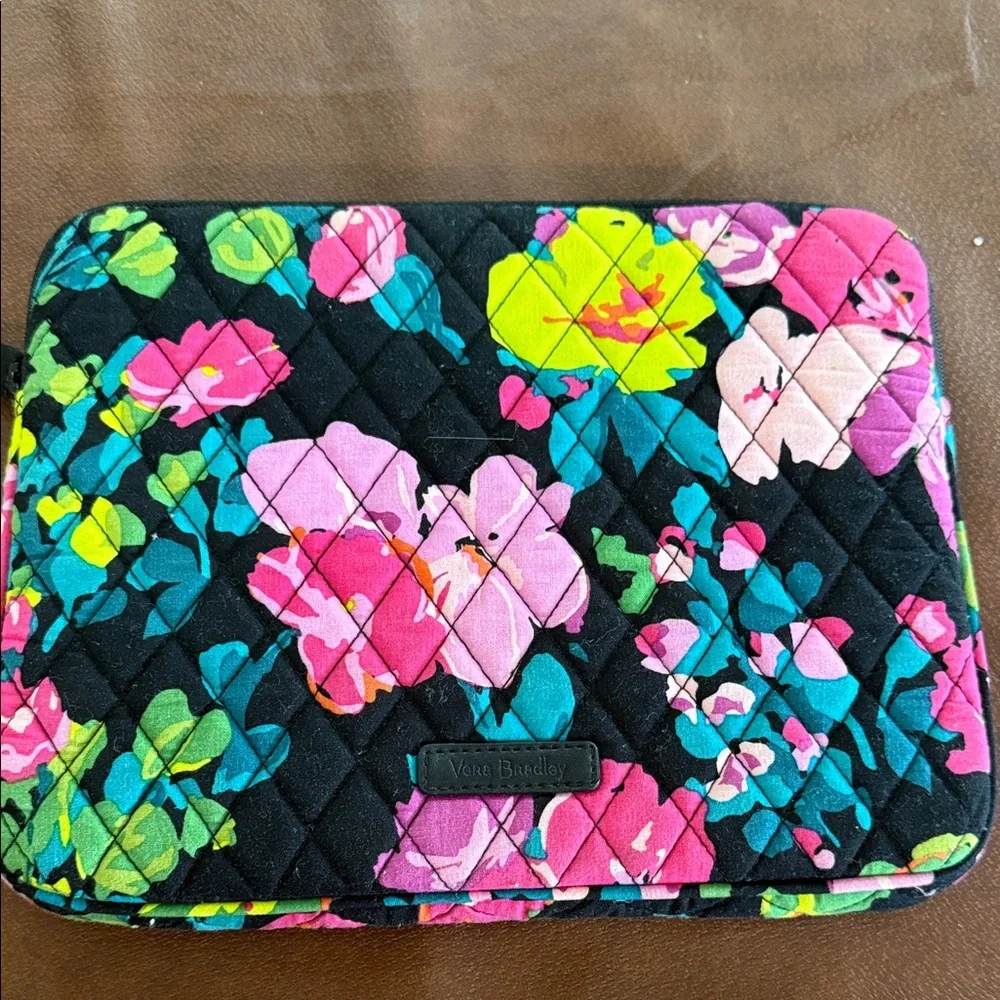 Vera Bradley Black Quilted IPad case with Floral Print